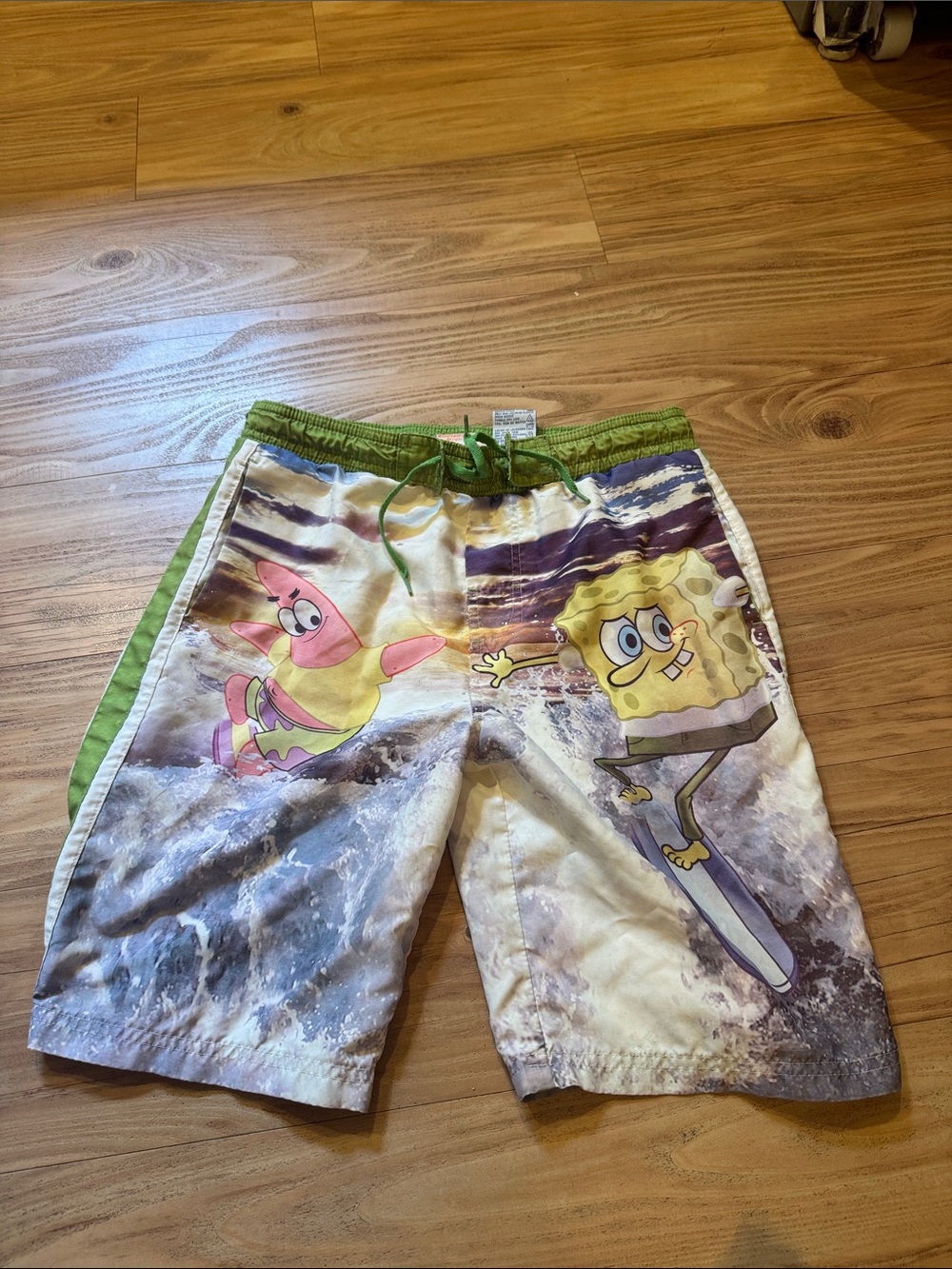 Nickelodeon Kids Swim Trunks SpongeBob & Patrick Green White